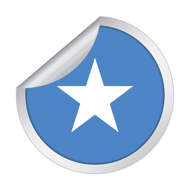 带有剥离角的索马里贴纸国旗图标，白色背景图片下载