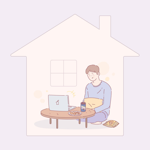 一个男人一边喝着零食和啤酒，一边用笔记本电脑看电影。图片下载