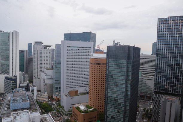 大阪天际线的屋顶景观图片下载