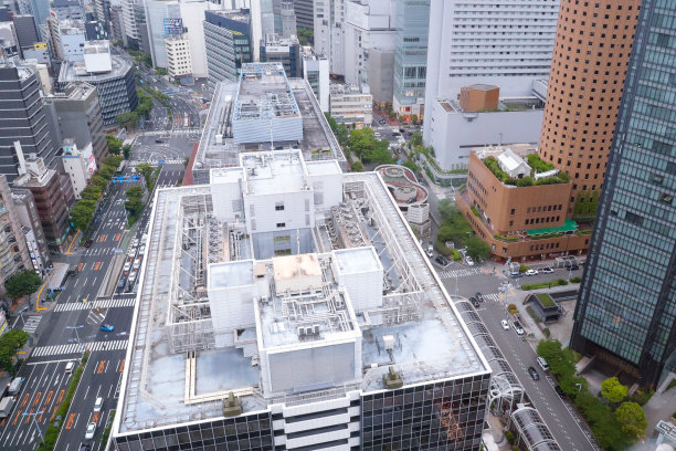 大阪天际线的屋顶景观图片下载