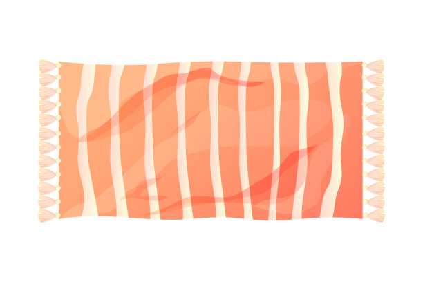 带有卡通风格流苏的厨房毛巾，餐巾沙滩毯。矢量图图片下载