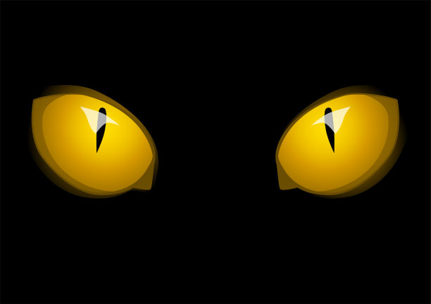 黑色背景上的黄猫的眼睛图片下载