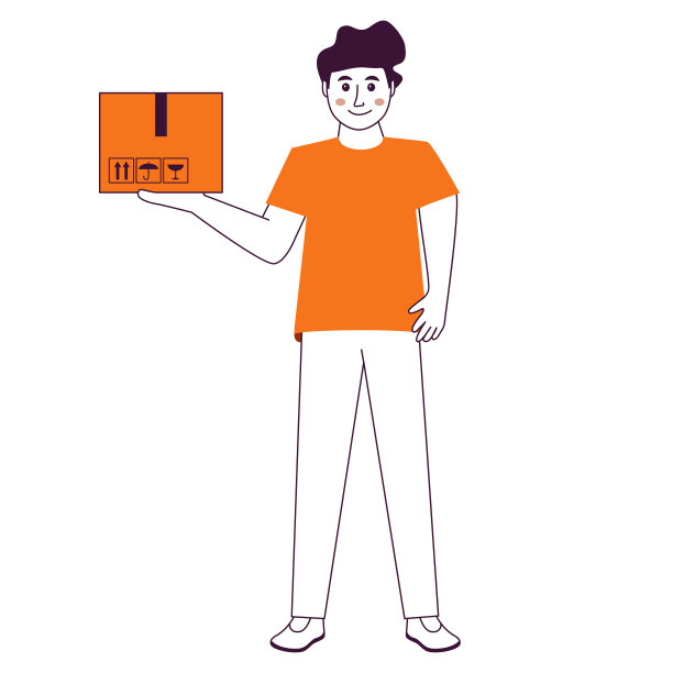 男人拿着包裹箱，送货员拿着箱子的邮递员图片下载