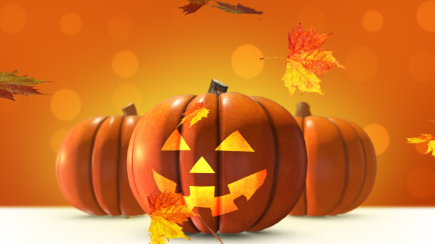 万圣节主题的落叶与粒子的背景图片下载