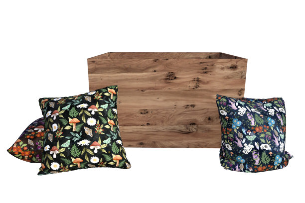 木盒与垫子隔离在白色，3d渲染。图片下载