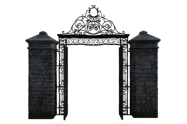 旧收容所大门隔离在白色，3d渲染。图片下载