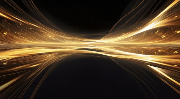 金色水平线，对称构图，生物发光，纯白底色。图片下载