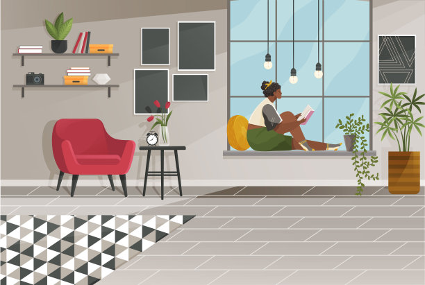 家庭办公室内部。矢量插图。在家或任何地方远程工作图片下载