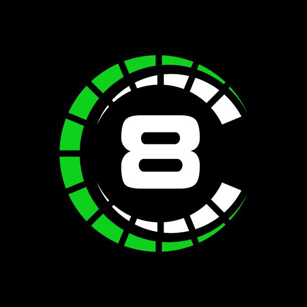 汽车标志上的字母8速度概念。跑车符号为汽车服务，汽车修理与速度计图标图片下载