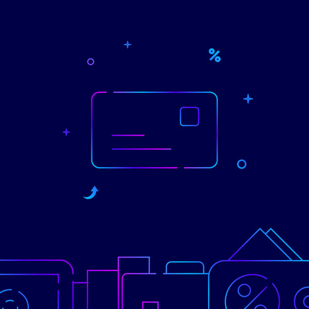 银行信用卡或借记卡梯度线图标，矢量插图图片下载