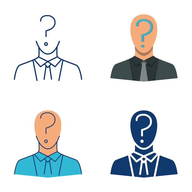 未知人物图标设置在平面和线条风格图片下载
