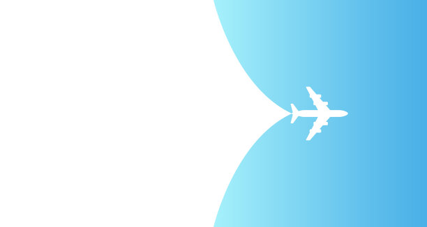 飞机在蓝天上飞行的旅行概念，飞机打开自己背后的背景。旅客旅行飞机旗帜，喷气式商用飞机-股票矢量图片下载