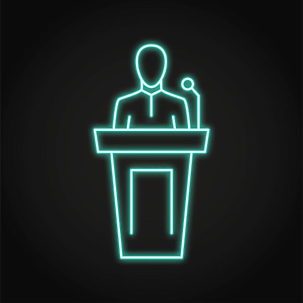 公共演讲者霓虹灯图标在线的风格图片下载