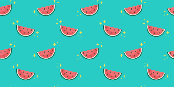 可爱的西瓜无缝图案。矢量手绘卡通插图。西瓜水果涂鸦风格。平面设计图片下载