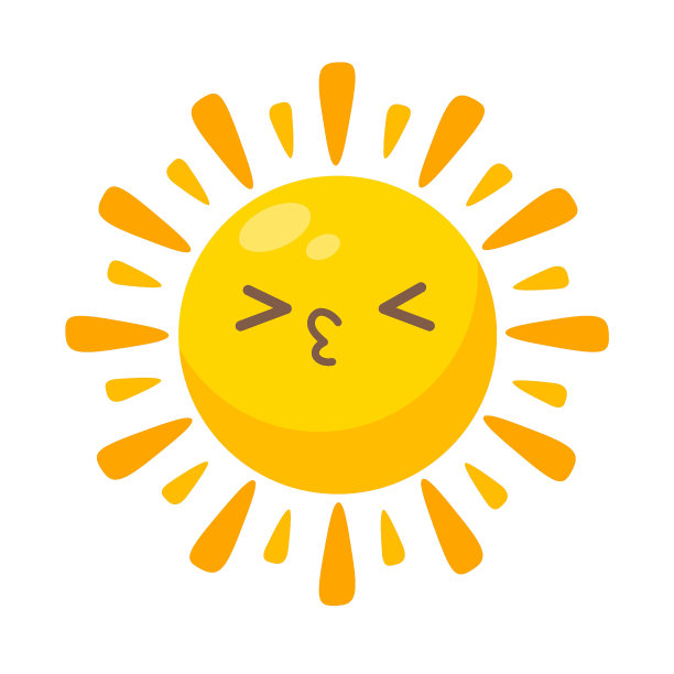 卡通太阳与可爱的卡通面孔的儿童。图片下载