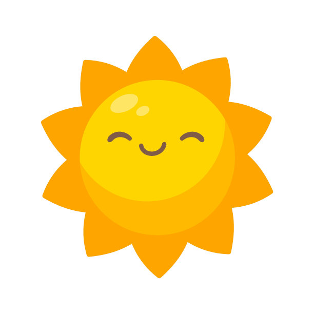 卡通太阳与可爱的卡通面孔的儿童。图片下载