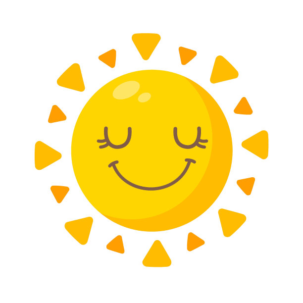 卡通太阳与可爱的卡通面孔的儿童。图片下载