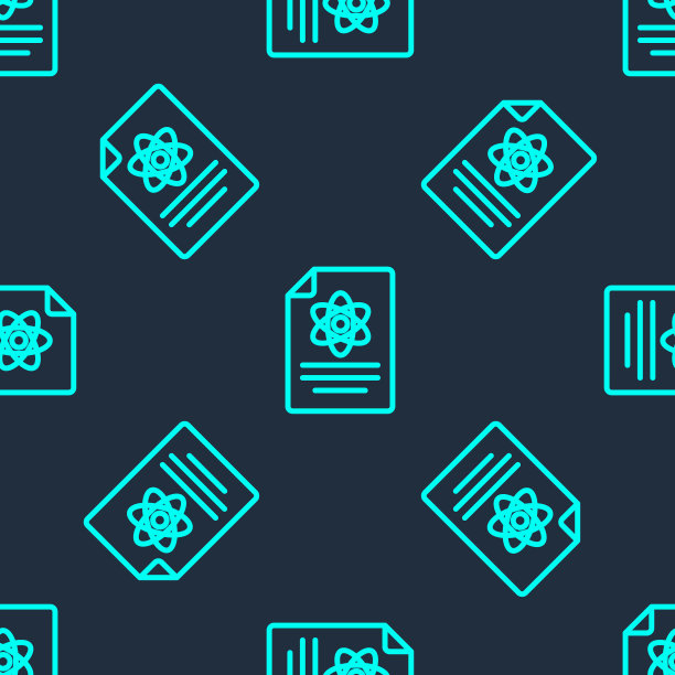 绿线化学报告图标隔离无缝模式上的蓝色背景。向量图片下载