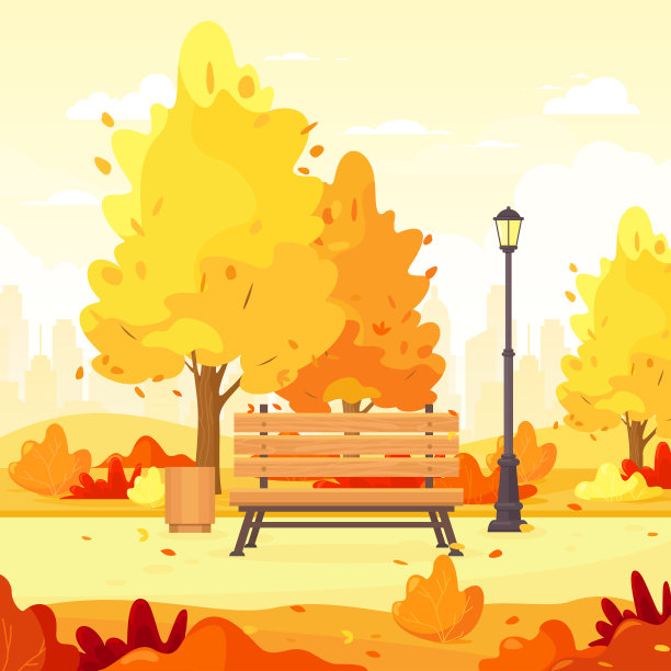 秋天的城市公园有树木图片下载