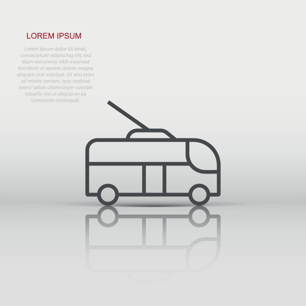 无轨电车图标在平面风格。无轨电车矢量插图在白色孤立的背景。客车整车经营理念。图片下载