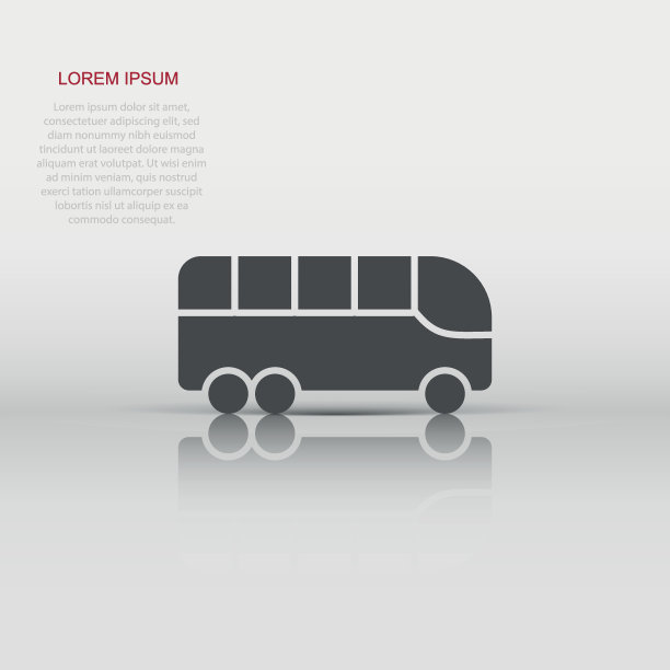 巴士图标在平面风格。教练矢量插图上的白色孤立的背景。客车整车经营理念。图片下载