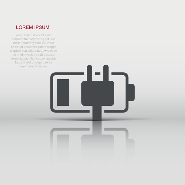 电池充电图标在平面风格。功率水平矢量插图在白色孤立的背景。锂蓄电池经营理念。图片下载