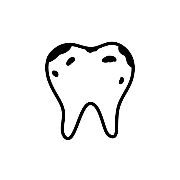白色底面上有孤立的蛀牙。牙科保健。矢量手绘插图涂鸦风格。完美的标志，各种设计。图片下载