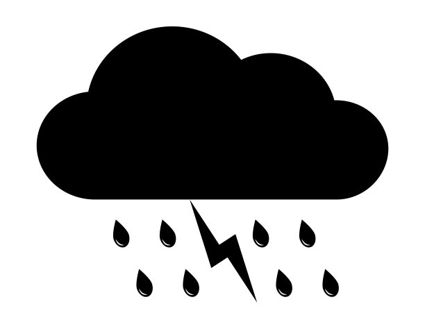雨云符号插图，黑色在白色的背景图片下载