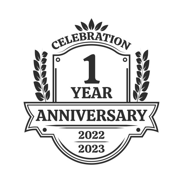 1周年纪念图标或标志。复古的生日横幅设计。一周年庆典徽章或标签。矢量插图。图片下载