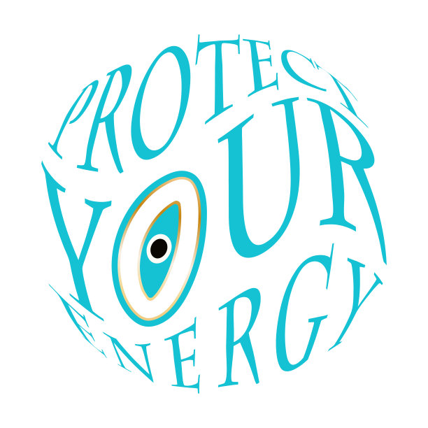 邪恶的眼睛字母在绿松石，金色和黑色在白色的背景图片下载