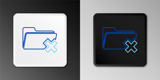 行删除文件夹图标孤立的灰色背景。文件夹与回收站。删除或错误文件夹。关闭计算机信息文件夹。色彩缤纷的轮廓概念。向量图片下载