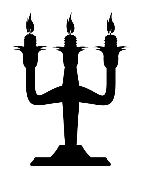 旧烛台符号插图，黑色在白色的背景图片下载