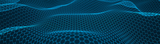抽象动态波的点和线。六边形。大数据。粒子网络。数字的背景。3 d渲染。图片下载