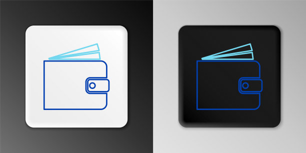 线钱包图标孤立的灰色背景。色彩缤纷的轮廓概念。向量图片下载