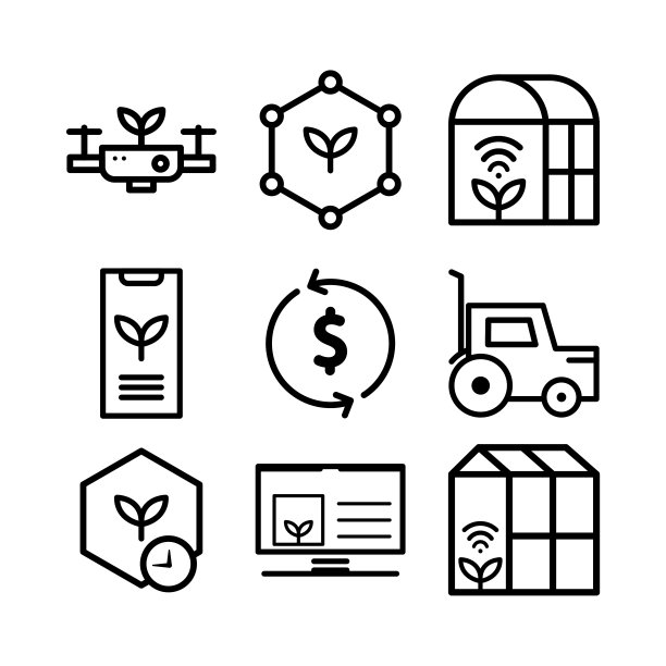 智能农场图标集与现代技术图片下载