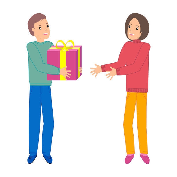 男孩送给女孩一份礼物图片下载