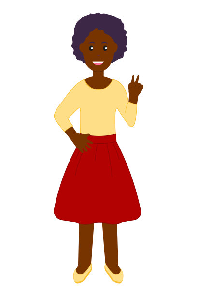 黑人女孩展示胜利的手势图片下载