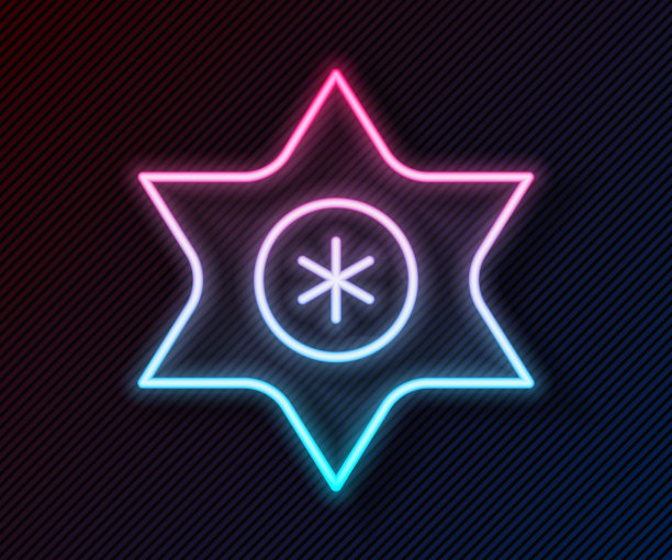 发光的霓虹线陨星图标孤立的黑色背景。流星体，陨石，彗星，小行星，星星图标。向量图片下载