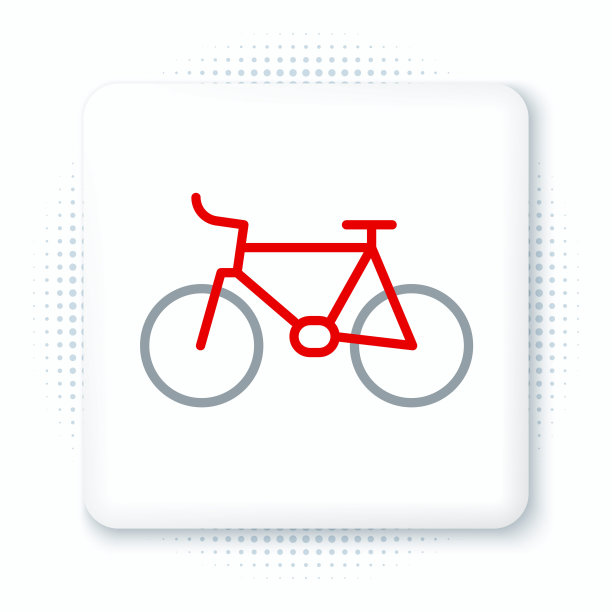 线条自行车图标，白色背景，彩色描边概念，矢量图片下载