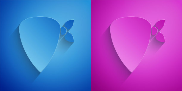 剪纸牛仔手帕图标孤立的蓝色和紫色的背景。纸艺风格。向量图片下载