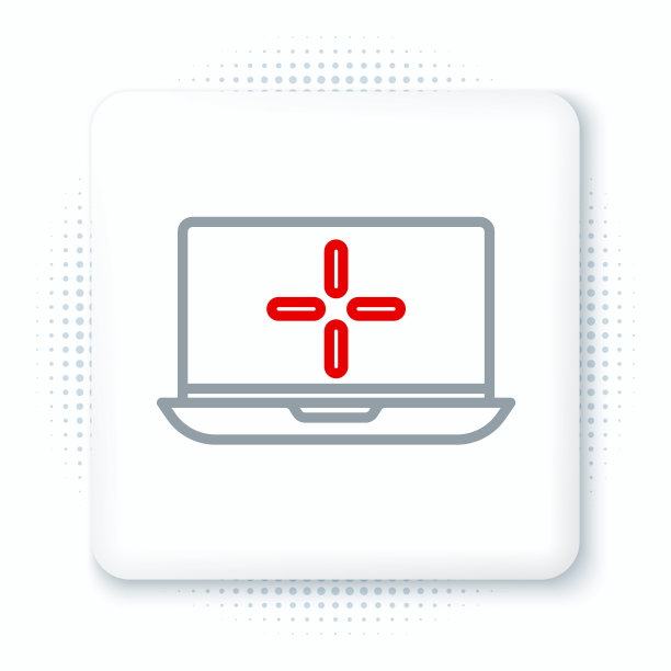 线笔记本电脑图标孤立的白色背景。屏幕空白的笔记本电脑。色彩缤纷的轮廓概念。向量图片下载