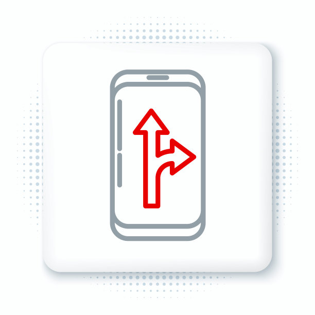 线信息图的城市地图导航图标孤立的白色背景。手机App界面概念设计。Geolacation概念。色彩缤纷的轮廓概念。向量图片下载