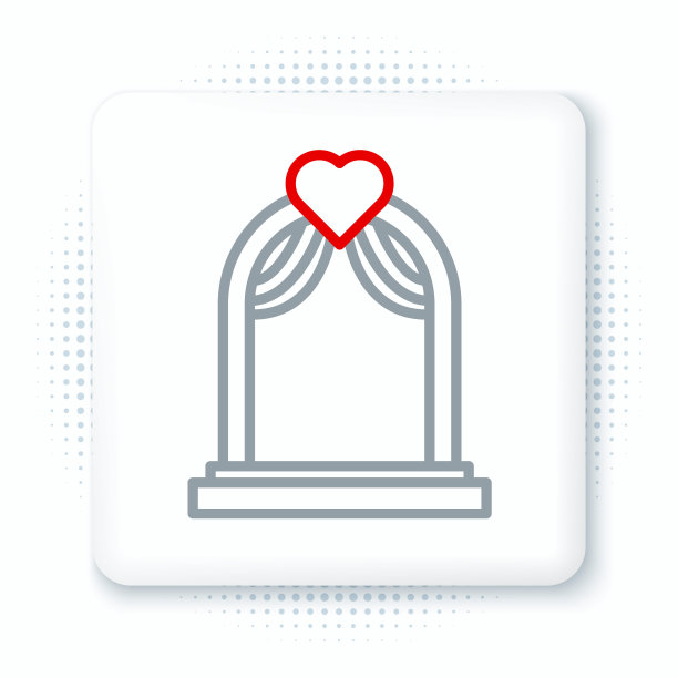 线婚礼拱门图标孤立的白色背景。婚礼装饰。色彩缤纷的轮廓概念。向量图片下载