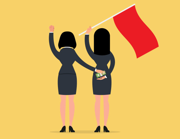 不诚实的行为。女官员从背后收受贿赂。图片下载