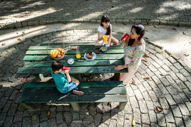 一家人在公园野餐图片下载