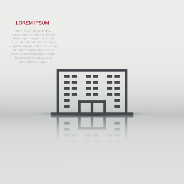 建筑图标在平面风格。城市摩天大楼公寓矢量插图白色孤立的背景。城楼经营理念。图片下载