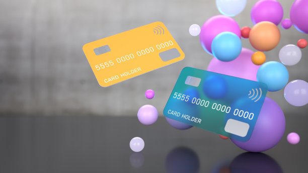 信用卡金融概念。在彩色气泡背景上图片下载