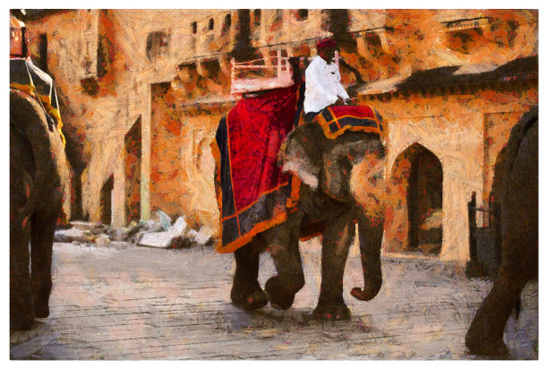 斋浦尔的胡里节印度象-数码照片处理图片下载