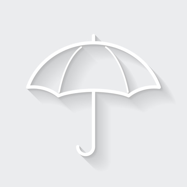 伞。图标与空白背景上的长阴影-平面设计图片下载