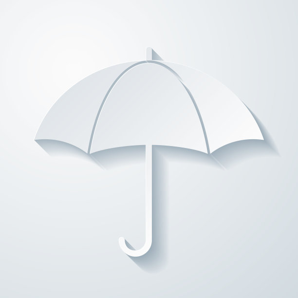 伞。空白背景上剪纸效果的图标图片下载